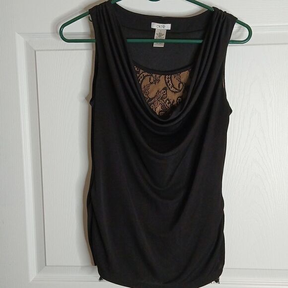 Women's Cache Y2K lace underlay cowl neck tank top size small - Picture 1 of 6